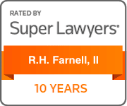 super lawyers badge for r.h. farnell, ii 10 years